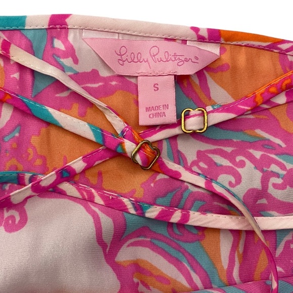 Lilly Pulitzer Deanna Romper Shorely Blue Feeling Tanked Removable Belt Small - Picture 3 of 14